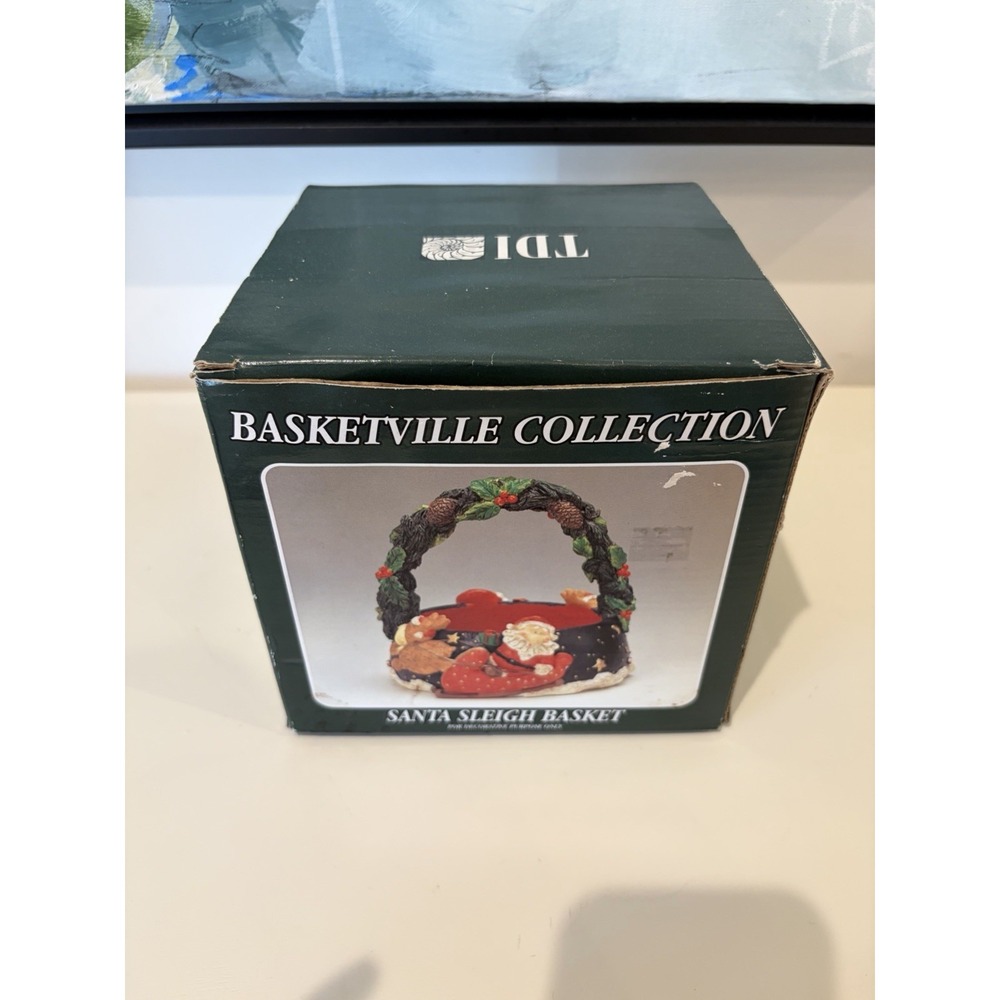 Tidewater Designs Basketville Collection "Santa Sleigh Basket" Resin Decor
